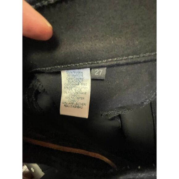 Rag & Bone Black Moto Jeans with Leather Accents in Blackout Size 27 - Picture 5 of 6